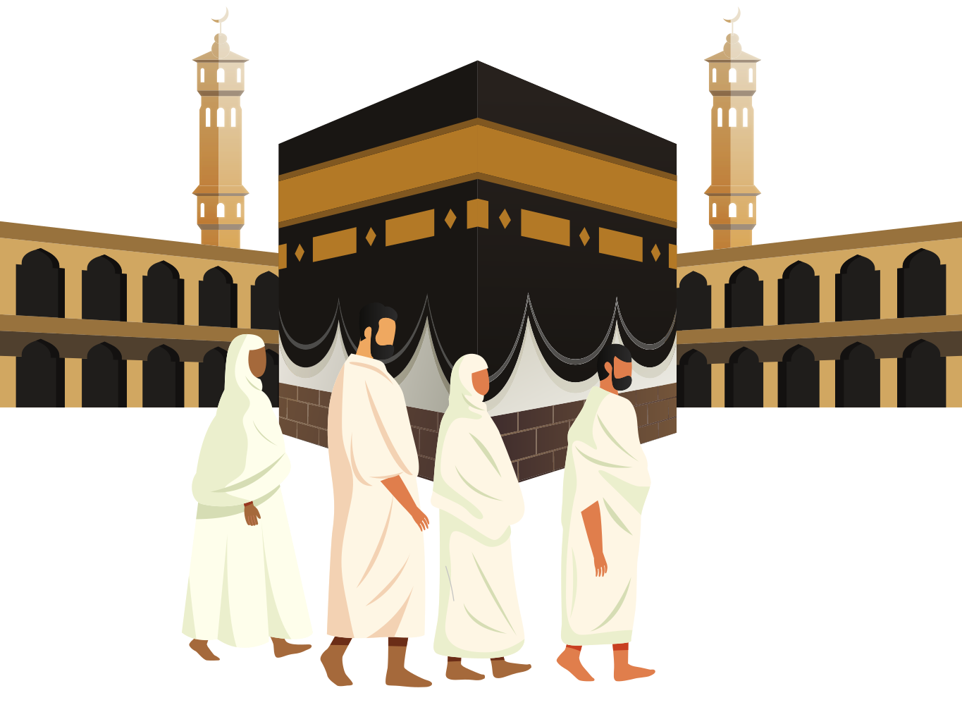 رسم توضيحي لمجموعة من الحجاج